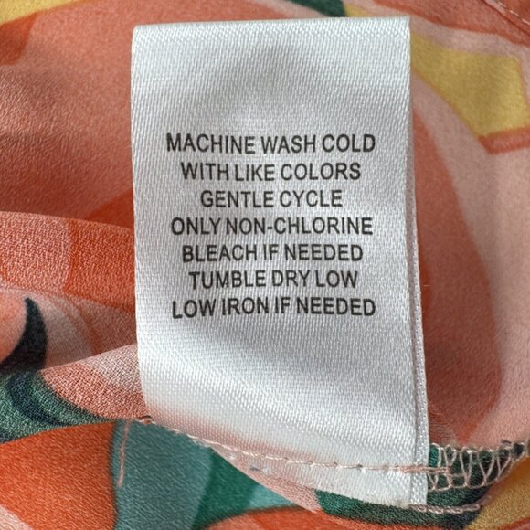 Anthropologie DR2 Womens Blouse Small Orange Tropical Floral Top Flutter Pleat - Picture 8 of 9